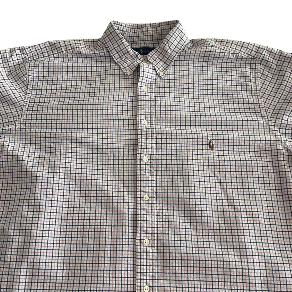 Ralph Lauren Men’s Blue & Pink Check Button Down LS Oxford Shirt Flesh Pony🏇